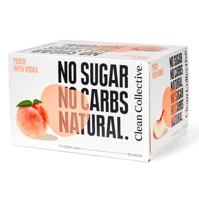 Clean Coll Peach Vod 12x250ml Cans