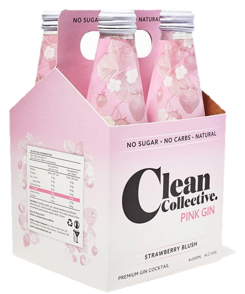 Clean Coll Pink Gin Straw 4x330ml