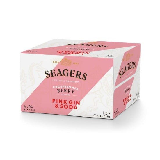 Seagers Pink Gin & Soda 12pk Cans