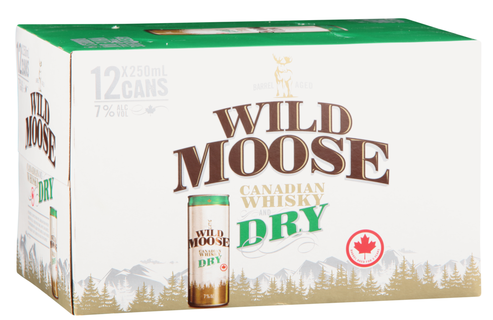 Wild Moose Dry 7% 12x250ml Can - Liquor Library